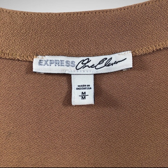 Express One Eleven Lace Up Tan Top Size Medium! - Picture 2 of 6